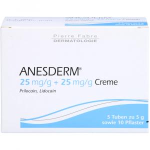 ANESDERM 25 mg/g + 25 mg/g Creme + 10 Pflaster