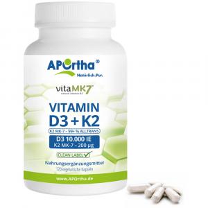 APORTHA Vitamin D3 10.000 I.E. 250μg+K2 MK7 200μg