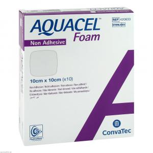 AQUACEL Foam nicht adhäsiv 10x10 cm Verband