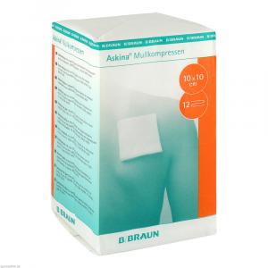 ASKINA Mullkompressen 10x10 cm unsteril 12fach