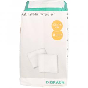 ASKINA Mullkompressen 7,5x7,5 cm unsteril 8fach