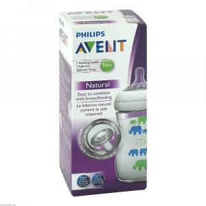 AVENT Flasche 260 ml Elefanten Dekor Junge Naturn.