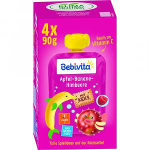 BEBIVITA Kinder Spaß Apfel-Banane-Himbeere m.Keks