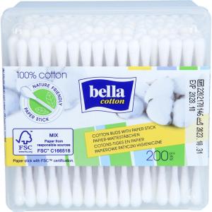 BELLA cotton Wattestäbchen m.Papierschaft Box