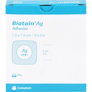 BIATAIN Ag Schaumverband 7,5x7,5 cm selbst haftend