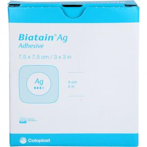 BIATAIN Ag Schaumverband 7,5x7,5 cm selbst haftend