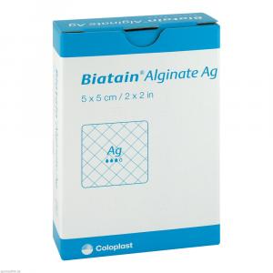 BIATAIN Alginate Ag Kompressen 5x5 cm mit Silber