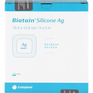 BIATAIN Silicone Ag Schaumverband 12,5x12,5 cm