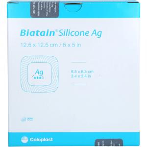 BIATAIN Silicone Ag Schaumverband 12,5x12,5 cm