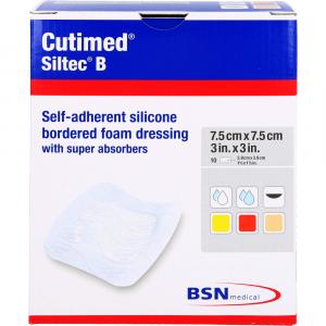 CUTIMED Siltec B Schaumverb.7,5x7,5 cm m.Haftr.