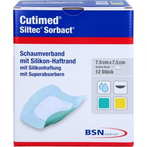 CUTIMED Siltec Sorbact PU-Verb.7,5x7,5 cm m.Haftr.