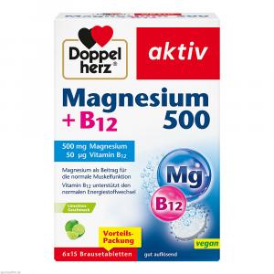 DOPPELHERZ Magnesium 500+B12 Brausetabletten