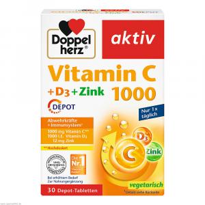 DOPPELHERZ Vitamin C 1000+D3+Zink Depot Tabletten