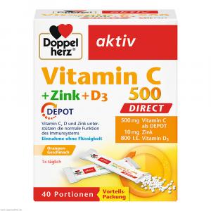DOPPELHERZ Vitamin C 500+Zink+D3 Depot DIRECT Pel.