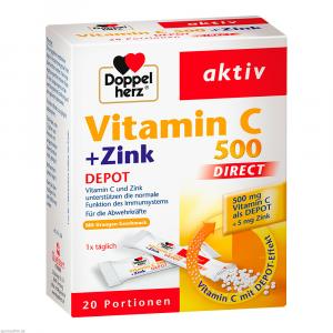 DOPPELHERZ Vitamin C 500+Zink Depot DIRECT Pellets