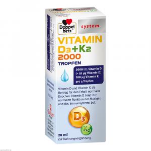 DOPPELHERZ Vitamin D3 2000+K2 Tropfen