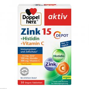 DOPPELHERZ Zink 15 mg+Histidin+Vit.C Depot aktiv