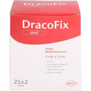 DRACOFIX PEEL Kompressen 5x5 cm steril 8fach