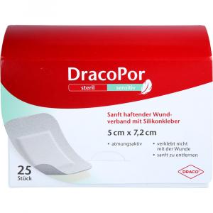 DRACOPOR sensitiv 5x7,2 cm steril m.Silikonkleber