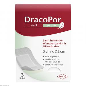 DRACOPOR sensitiv 5x7,2 cm steril m.Silikonkleber
