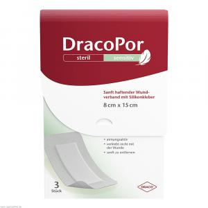 DRACOPOR sensitiv 8x15 cm steril m.Silikonkleber