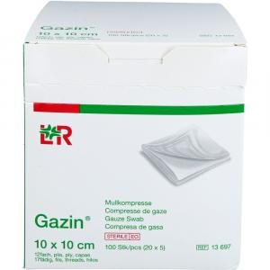 GAZIN Mullkomp.10x10 cm steril 12fach groß