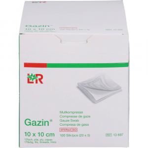 GAZIN Mullkomp.10x10 cm steril 12fach groß
