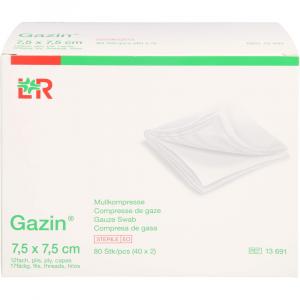GAZIN Mullkomp.7,5x7,5 cm steril 12fach