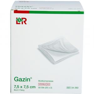 GAZIN Mullkomp.7,5x7,5 cm steril 8fach