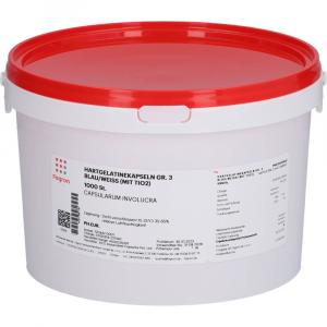 HARTGELATINEKAPSELN Gr.3 blau/weiß mit TiO2
