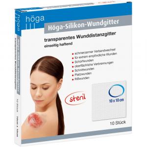 HÖGA-SILIKON-Wundgitter 10x10cm einseit.haft.tran.