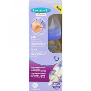 LANSINOH Weithalsflasche Glas 160 ml mit Sauger S
