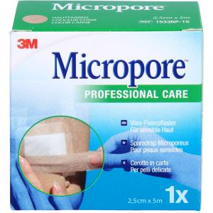 MICROPORE Vliespfl.2,5cmx5m haut 1533NP-1S