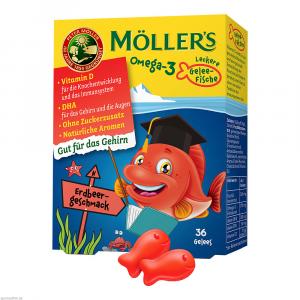MÖLLER'S Omega-3 Gelee Fisch Erdbeere Kautabletten