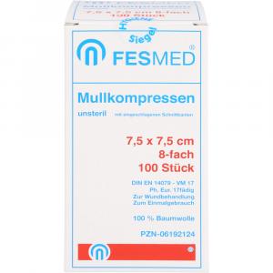 MULLKOMPRESSEN ES 7,5x7,5 cm unsteril 8fach