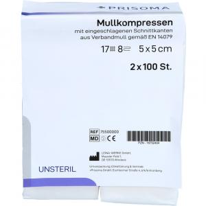 MULLKOMPRESSEN Prisoma 5x5 cm unsteril 8fach