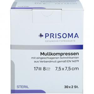 MULLKOMPRESSEN Prisoma 7,5x7,5 cm steril 8fach