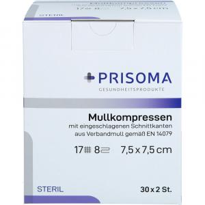 MULLKOMPRESSEN Prisoma 7,5x7,5 cm steril 8fach