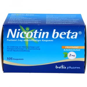 NICOTIN beta Fruitmint 2 mg wirkstoffhalt.Kaugummi