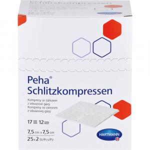 PEHA SCHLITZKOMPRESSEN 7,5x7,5 cm steril