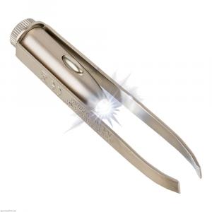 PINZETTE schräge Spitze LED-Licht Edelstahl 9,5 cm