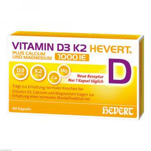 VITAMIN D3 K2 Hevert+Calcium u.Magnes.1000 IE Kps.