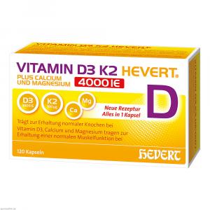 VITAMIN D3 K2 Hevert+Calcium u.Magnes.4000 IE Kps.