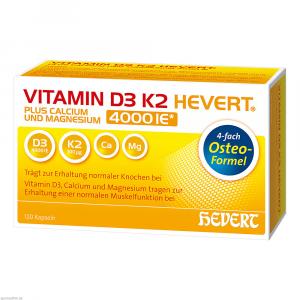 VITAMIN D3 K2 Hevert plus Ca Mg 4000 IE/2 Kapseln