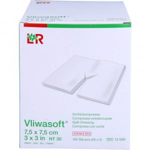 VLIWASOFT Schlitzkompressen 7,5x7,5 cm steril 4l.