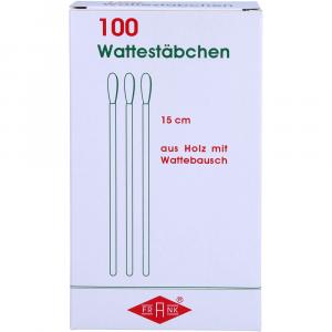 WATTESTÄBCHEN Holz 15 cm m.Wattebausch