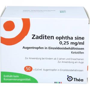 ZADITEN ophtha sine 0,25 mg/ml Augentr.Einzeldos.
