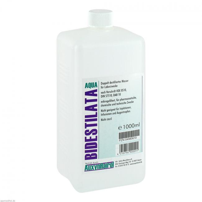 DESTILIERTES Wasser Bidest (1000 ml) Preisvergleich, PZN 4980610 ·