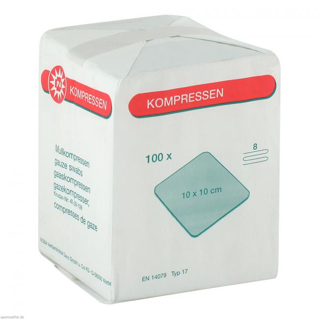 MULLKOMPRESSEN 10x10 cm unsteril 8fach (100 St) Preisvergleich, PZN 7099674  ·