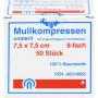 MULLKOMPRESSEN ES 7,5x7,5 cm unsteril 8fach
